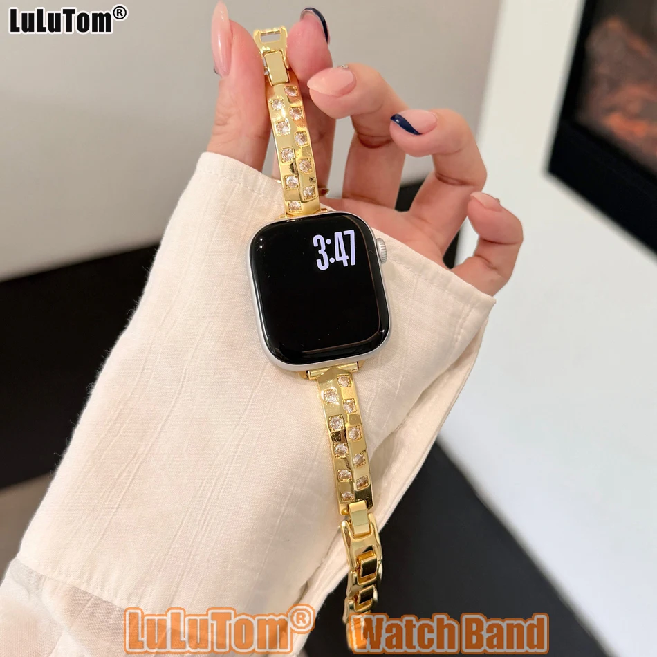 Ремешок для Apple Watch 38 40 41 42 44 45 46 49 мм Металлический ремешок с квадратным бриллиантом для Iwatch Series 10 9 8 7 6 5 4 3 SE Ultra Браслет 
Ремешок для Apple Watch 38 40 41 42 44 45 46 49 мм Металлический ремешок с квадратным бриллиантом для Iwatch Series 10 9 8 7 6 5 4 3 SE Ultra Браслет