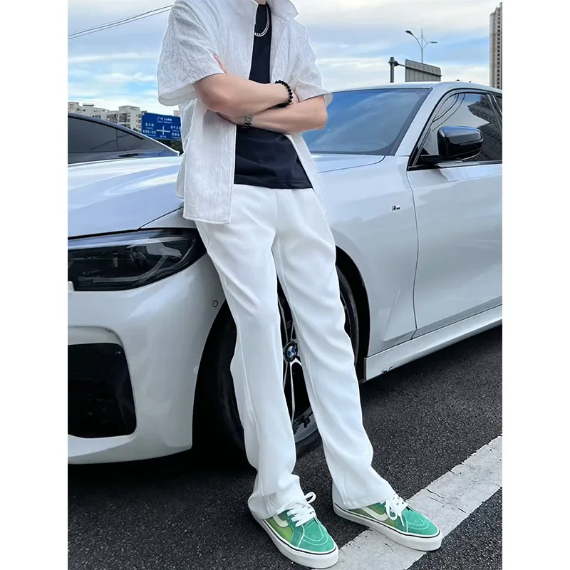 Ice Silk Slim Fit Straight Leg Pants Men's Summer Thin Elastic Drapey Trousers Casual Youth ular Polyester Fiber Long Pants
Ice Silk Slim Fit Straight Leg Pants Men's Summer Thin Elastic Drapey Trousers Casual Youth ular Polyester Fiber Long Pants