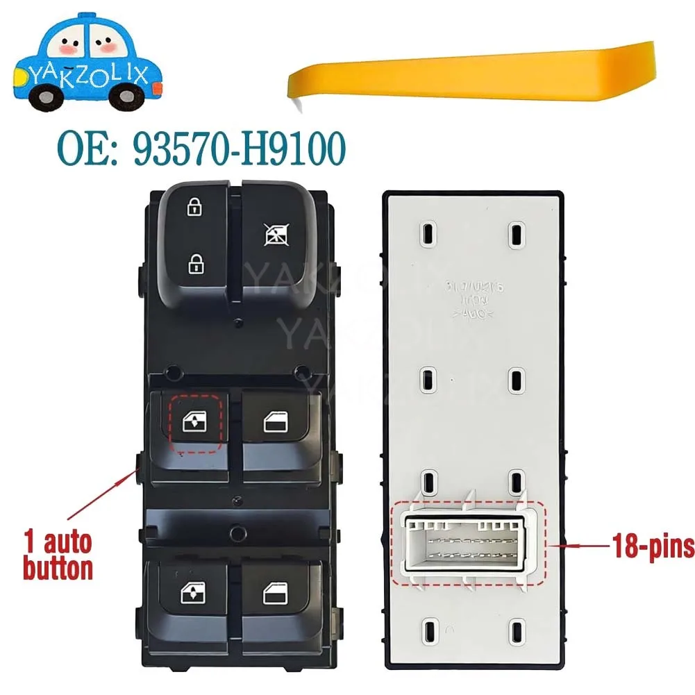 For Kia Rio 2018 Left-Hand Master Driver Side Electric Power Window Switch Lifter Control Regulator Button Parts 93570-H9100
For Kia Rio 2018 Left-Hand Master Driver Side Electric Power Window Switch Lifter Control Regulator Button Parts 93570-H9100
