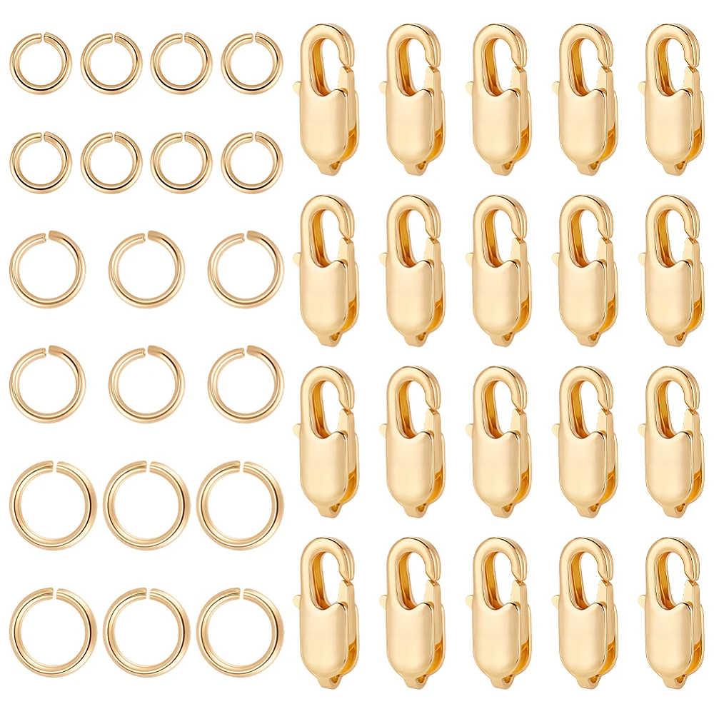 Brass Lobster Claw Clasps with 304 Stainless Steel Open Jump Rings Real 18K Gold Plated 14x6.5x3mm Hole: 1.4mm
Brass Lobster Claw Clasps with 304 Stainless Steel Open Jump Rings Real 18K Gold Plated 14x6.5x3mm Hole: 1.4mm