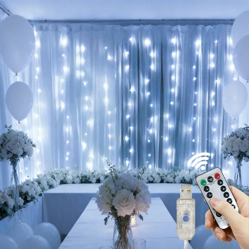 LED Curtain String Lights Christmas Home Decoration USB 8 Modes Wedding Fairy Garland Lights with Remote Control for Bedroom
LED Curtain String Lights Christmas Home Decoration USB 8 Modes Wedding Fairy Garland Lights with Remote Control for Bedroom