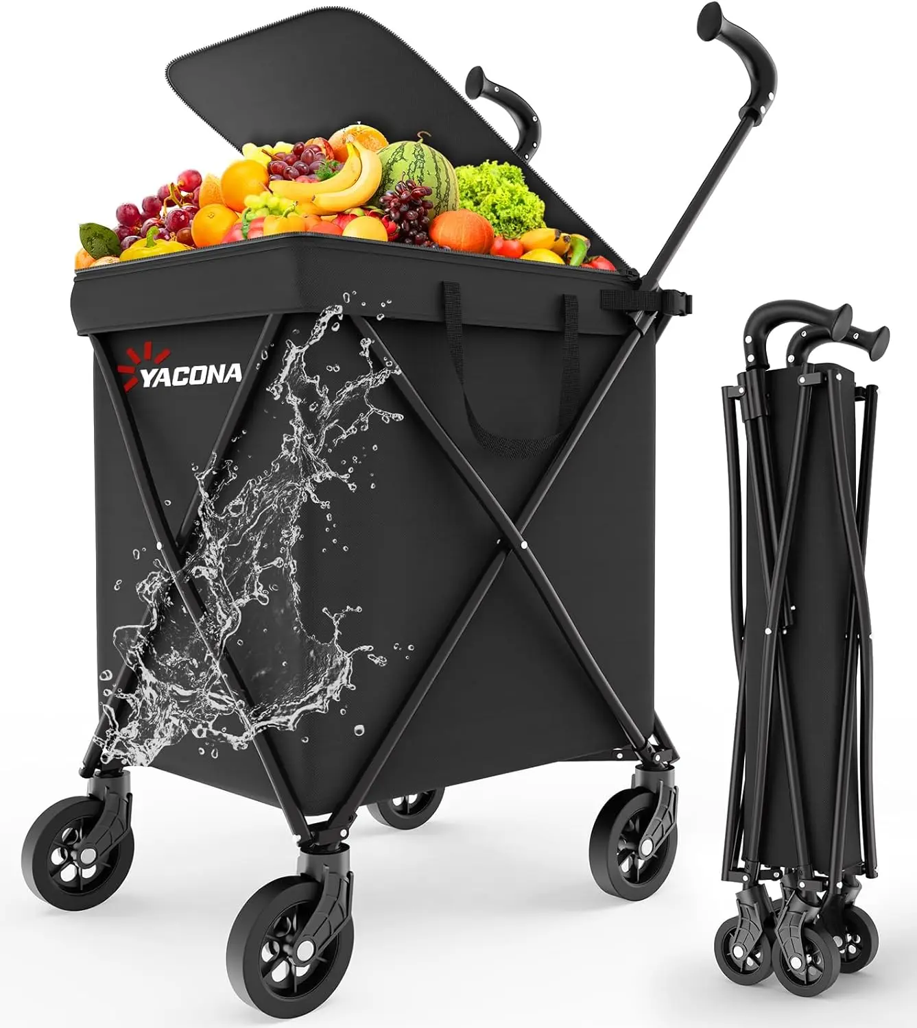 2-Tier Folding Shopping Cart with Wheels, Waterproof Grocery Wagon for Laundry and Transport, 150LB Capacity
2-Tier Folding Shopping Cart with Wheels, Waterproof Grocery Wagon for Laundry and Transport, 150LB Capacity