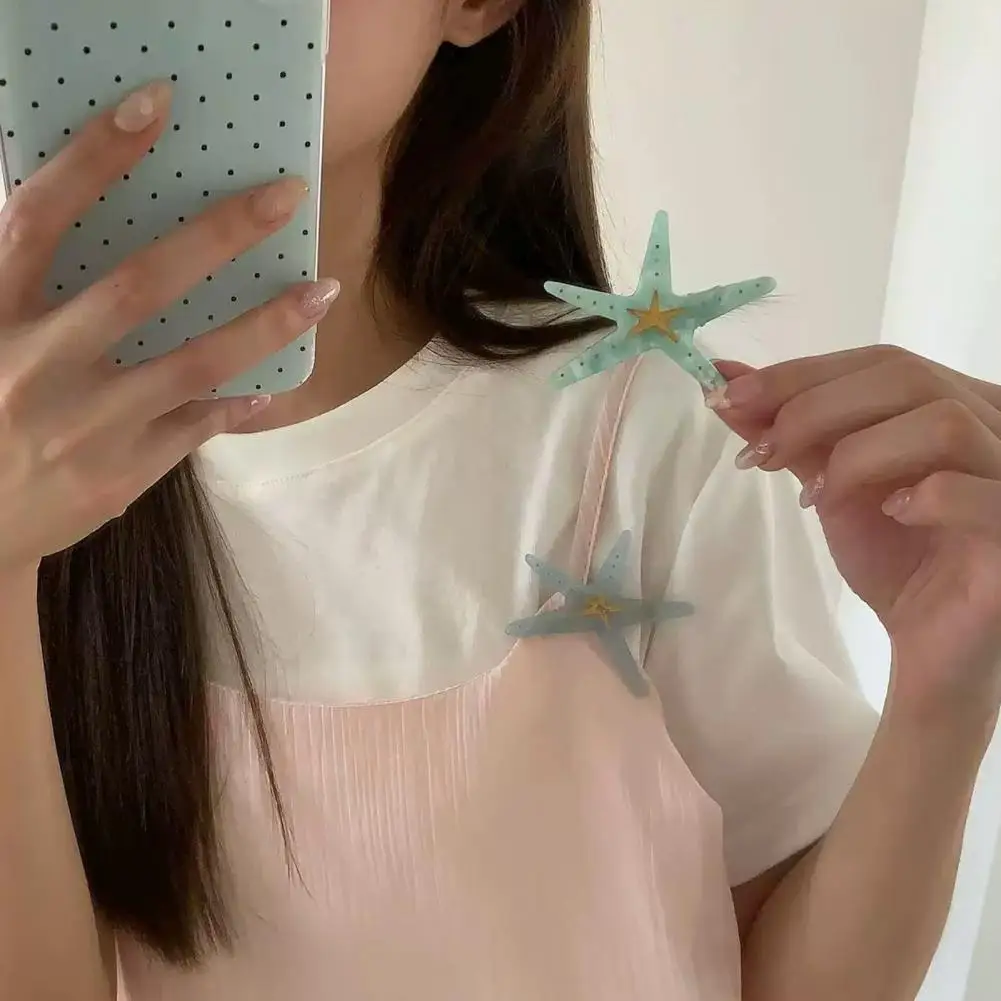 Girl Hairpin Dot Print Starfish Shape Hair Clip Anti-slip Teeth No Damage Hair Pin Summer Ocean Style Versatile Hair Accessory C
Girl Hairpin Dot Print Starfish Shape Hair Clip Anti-slip Teeth No Damage Hair Pin Summer Ocean Style Versatile Hair Accessory C