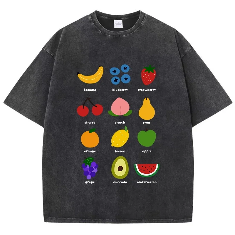 Fresh Fruits Lemon Cherry Prints Washed T Shirts Women Cotton Tops Distressed O-Neck Comfortable Streetwear Summer Woman Clothes
Fresh Fruits Lemon Cherry Prints Washed T Shirts Women Cotton Tops Distressed O-Neck Comfortable Streetwear Summer Woman Clothes