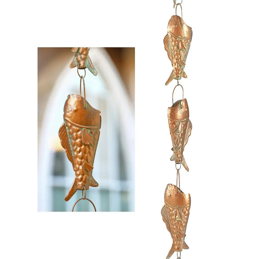 Дождевая цепь Patina Rain Chain с изображением радужной форели для сильного дождя, функциональная и декоративная замена водосточной цепи для улицы, Rain Cat
Дождевая цепь Patina Rain Chain с изображением радужной форели для сильного дождя, функциональная и декоративная замена водосточной цепи для улицы, Rain Cat