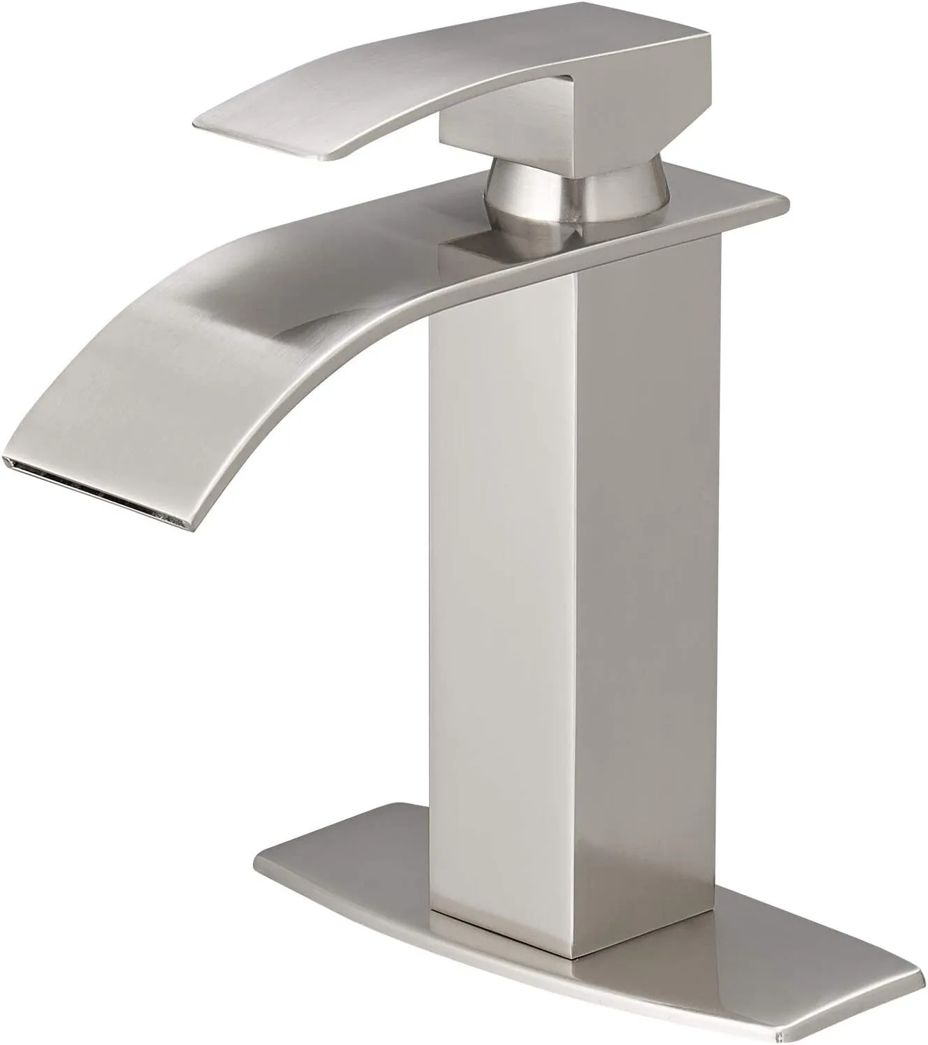 Brushed Nickel Bathroom Faucet Single Handle Vanity Sink Faucet Waterfall Spout
Brushed Nickel Bathroom Faucet Single Handle Vanity Sink Faucet Waterfall Spout