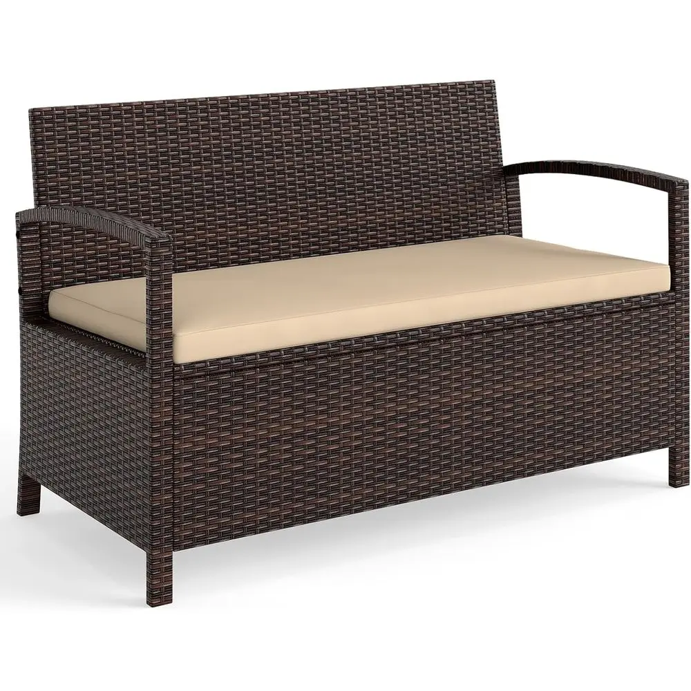 kula 42 Gallon Outdoor Bench with Storage, Outdoor PE Rattan Storage Bench with Cushion, Backrest & Acacia Wood Armrests, Metal
kula 42 Gallon Outdoor Bench with Storage, Outdoor PE Rattan Storage Bench with Cushion, Backrest & Acacia Wood Armrests, Metal