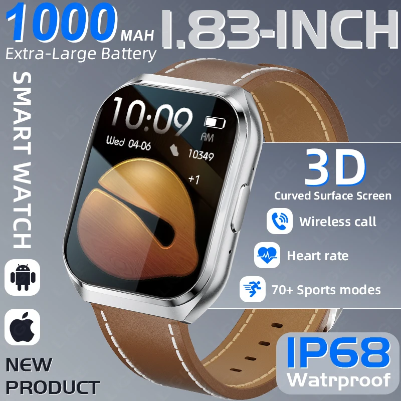 Новые умные часы для мужчин с аккумулятором 1000 мАч, 1,83 дюйма, Bluetooth, функцией звонков, мониторингом сердечного ритма и сна, музыкой, спортивные смарт-часы для Android и iOS
Новые умные часы для мужчин с аккумулятором 1000 мАч, 1,83 дюйма, Bluetooth, функцией звонков, мониторингом сердечного ритма и сна, музыкой, спортивные смарт-часы для Android и iOS
