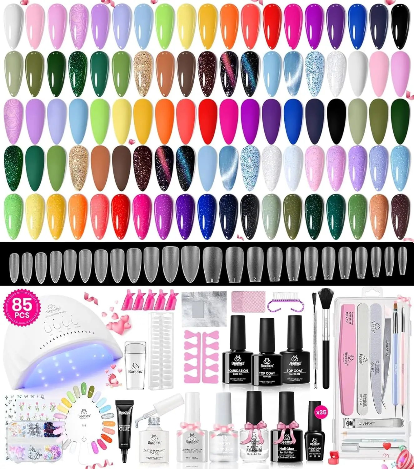 85 Pcs Gel Nail Polish Kit with UV Light, 35 Colors Manicure Set for DIY Home Salon Gifts Women Teens Girls
85 Pcs Gel Nail Polish Kit with UV Light, 35 Colors Manicure Set for DIY Home Salon Gifts Women Teens Girls