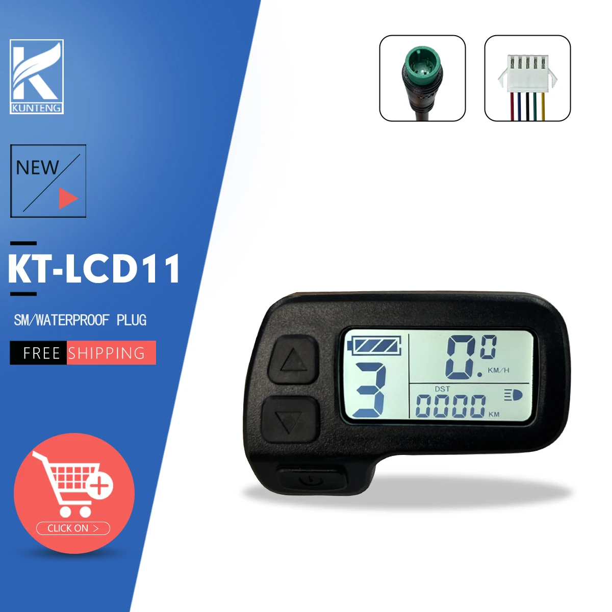 KT LCD11 Electric Bike Display with KT Controller 24V-48V 5Pin Display Waterproof/SM Plug for Ebike Conversion kit Accessories
KT LCD11 Electric Bike Display with KT Controller 24V-48V 5Pin Display Waterproof/SM Plug for Ebike Conversion kit Accessories