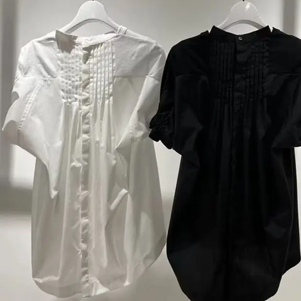SAC summer new pleated shirt splicing T-shirt loose short-sleeved T-shirt
SAC summer new pleated shirt splicing T-shirt loose short-sleeved T-shirt