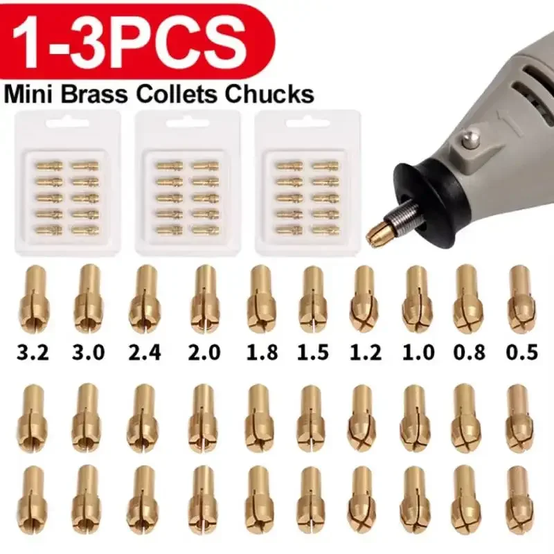 10Pcs/Set Drill Chucks Bits Brass Collet Mini Chuck for Dremel Rotary Tool 4.3mm Dia 0.5mm-3.2mm Power Accessories
10Pcs/Set Drill Chucks Bits Brass Collet Mini Chuck for Dremel Rotary Tool 4.3mm Dia 0.5mm-3.2mm Power Accessories