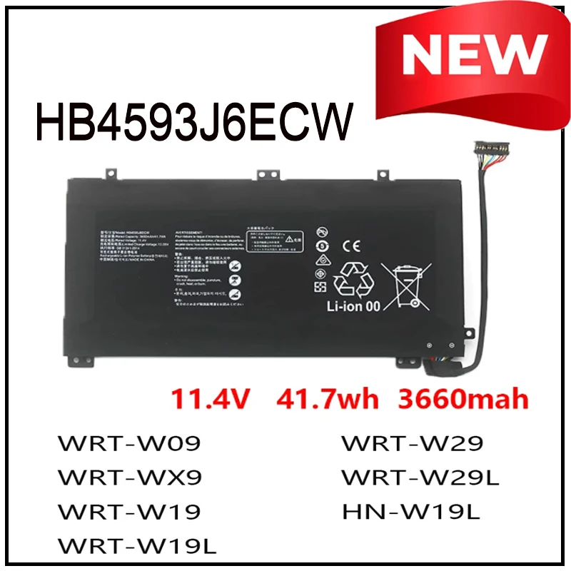 Высококачественная батарея HB4593J6ECW для ноутбуков Huawei MateBook 13 I7 2020 WRT-W19 WRT-WX9 WRT-W19L WRT-W29 HN W19L, новая
Высококачественная батарея HB4593J6ECW для ноутбуков Huawei MateBook 13 I7 2020 WRT-W19 WRT-WX9 WRT-W19L WRT-W29 HN W19L, новая