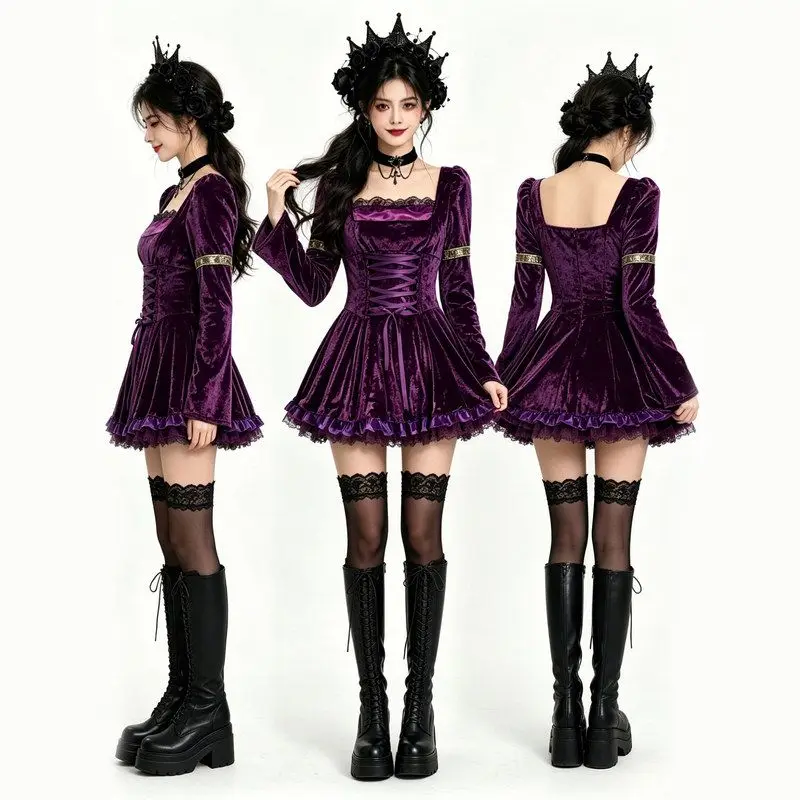 Gothic Style Dark Lace Dress Women's Nightclub Bar DS Performance Costume Halloween Outfit Elegant Female Attire
Gothic Style Dark Lace Dress Women's Nightclub Bar DS Performance Costume Halloween Outfit Elegant Female Attire