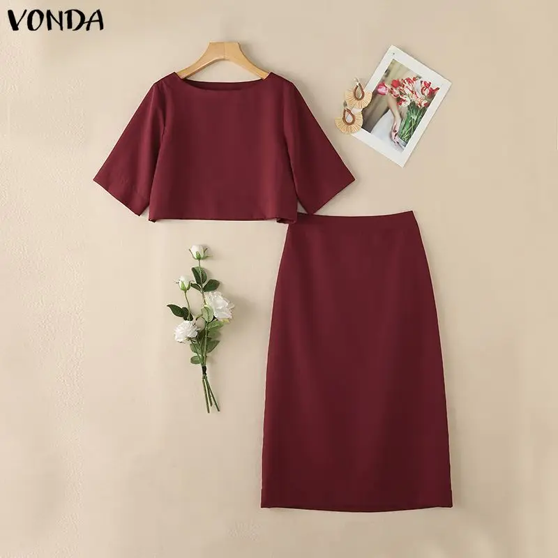VONDA Women Summer Dress Sets 2PCS Two-piece Outfits Half Sleeve Tops Long Skirts Solid Color Matching Sets Streetwear Oversize
VONDA Women Summer Dress Sets 2PCS Two-piece Outfits Half Sleeve Tops Long Skirts Solid Color Matching Sets Streetwear Oversize