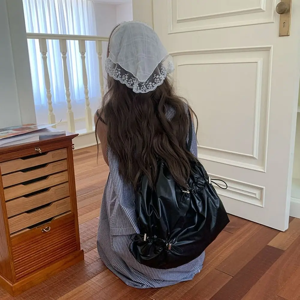 Korean Style Drawstring Backpack Commute Large Capacity Nylon Ruched Backpack Tote Bag Solid Color Silver Shoulder Bag Women
Korean Style Drawstring Backpack Commute Large Capacity Nylon Ruched Backpack Tote Bag Solid Color Silver Shoulder Bag Women