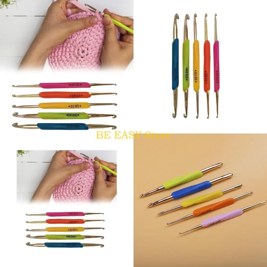 E28F 5 Pcs Crochet Hooks Set with Handles Double Head Knitting Needle Crochet Accessories for Weaving and Crafting
E28F 5 Pcs Crochet Hooks Set with Handles Double Head Knitting Needle Crochet Accessories for Weaving and Crafting