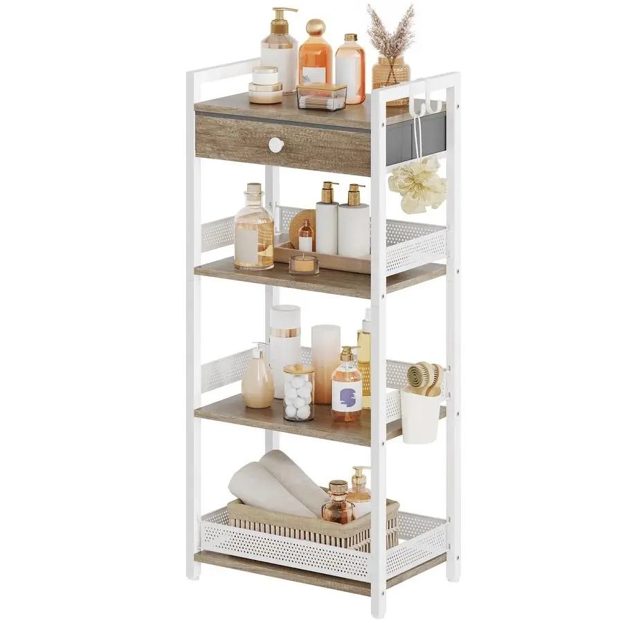 4 Tier Ladder Shelf Stand, Bookshelf with Drawer Storage, Decorative Display Shelves Wood amp Metal, Plant Shelf, Standing Shel
4 Tier Ladder Shelf Stand, Bookshelf with Drawer Storage, Decorative Display Shelves Wood amp Metal, Plant Shelf, Standing Shel