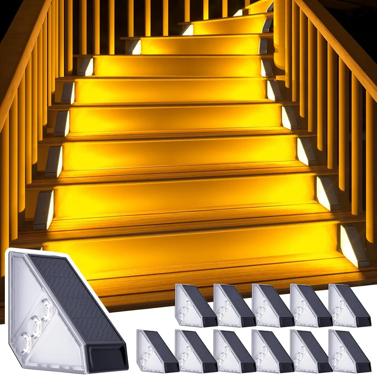 Solar Step Lights for Outside, 12 Pack Solar Stair Lights Outdoor Waterproof, Triangle Deck Step Lights Solar Powered
Solar Step Lights for Outside, 12 Pack Solar Stair Lights Outdoor Waterproof, Triangle Deck Step Lights Solar Powered