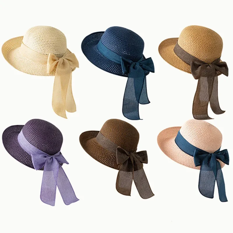 Rollable Hem Sun Hats For Women Elegant Solid Colour Big Bow Straw Hat Female Summer Round Top Beach Panama Girls Bucket Caps
Rollable Hem Sun Hats For Women Elegant Solid Colour Big Bow Straw Hat Female Summer Round Top Beach Panama Girls Bucket Caps