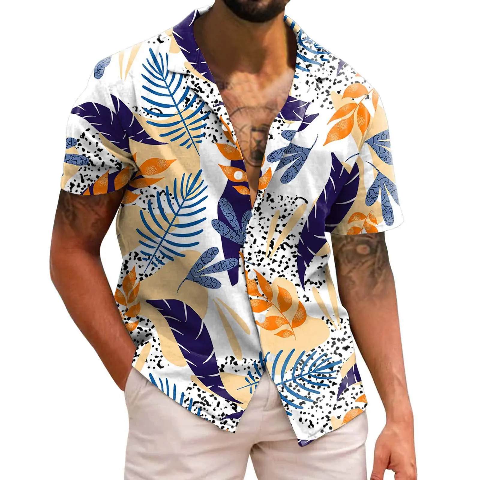 Men's Short Sleeve Shirt Hawaiian Tropical Plant Print Summer Button Shirt Camping Shirt Short Sleeve Men's Casual Shirt
Men's Short Sleeve Shirt Hawaiian Tropical Plant Print Summer Button Shirt Camping Shirt Short Sleeve Men's Casual Shirt