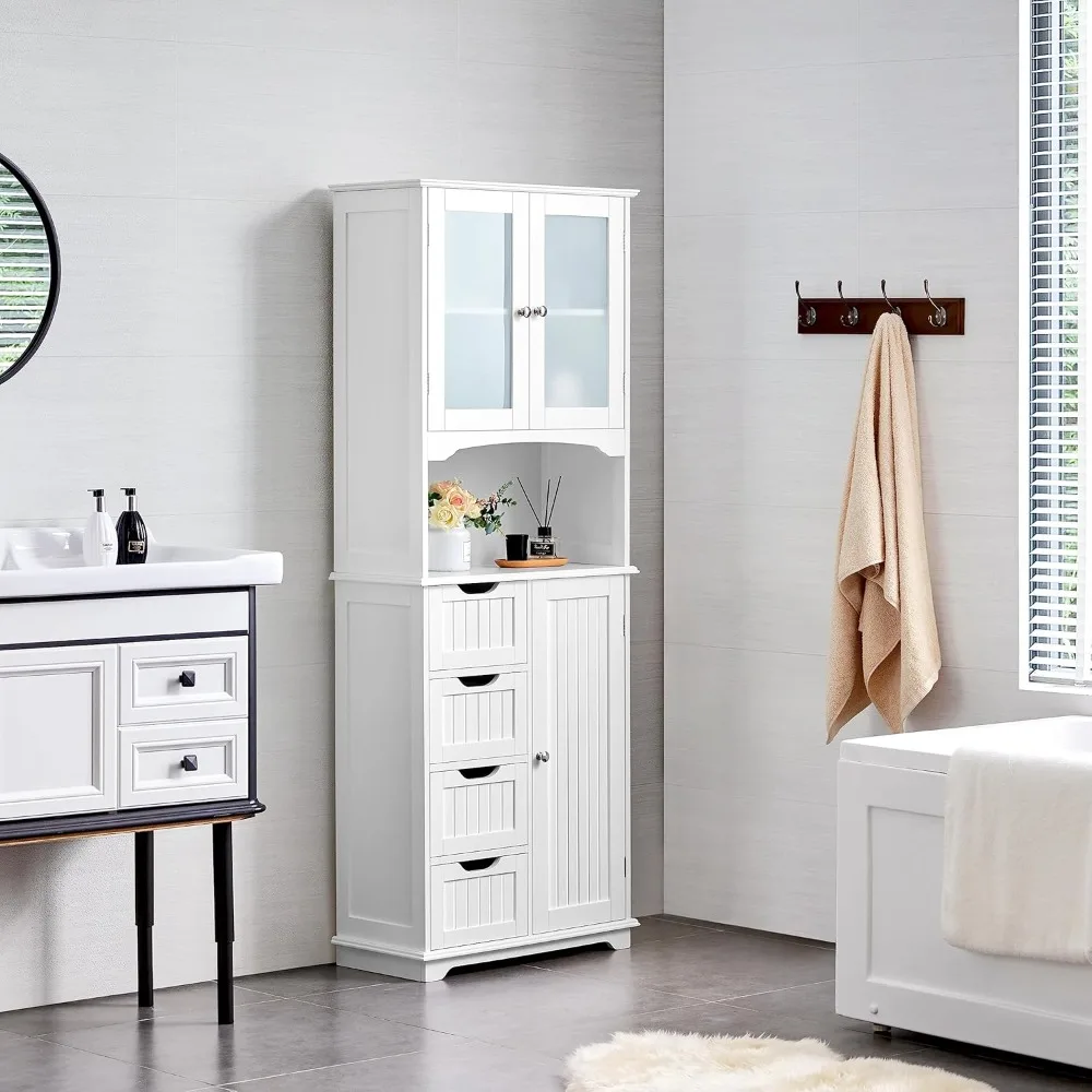 Yaheetech Bathroom Tall Cabinet, Storage Cabinet with 2 Glass Doors, Freestanding Bathroom Cabinet with Open Compartment and 4 D
Yaheetech Bathroom Tall Cabinet, Storage Cabinet with 2 Glass Doors, Freestanding Bathroom Cabinet with Open Compartment and 4 D