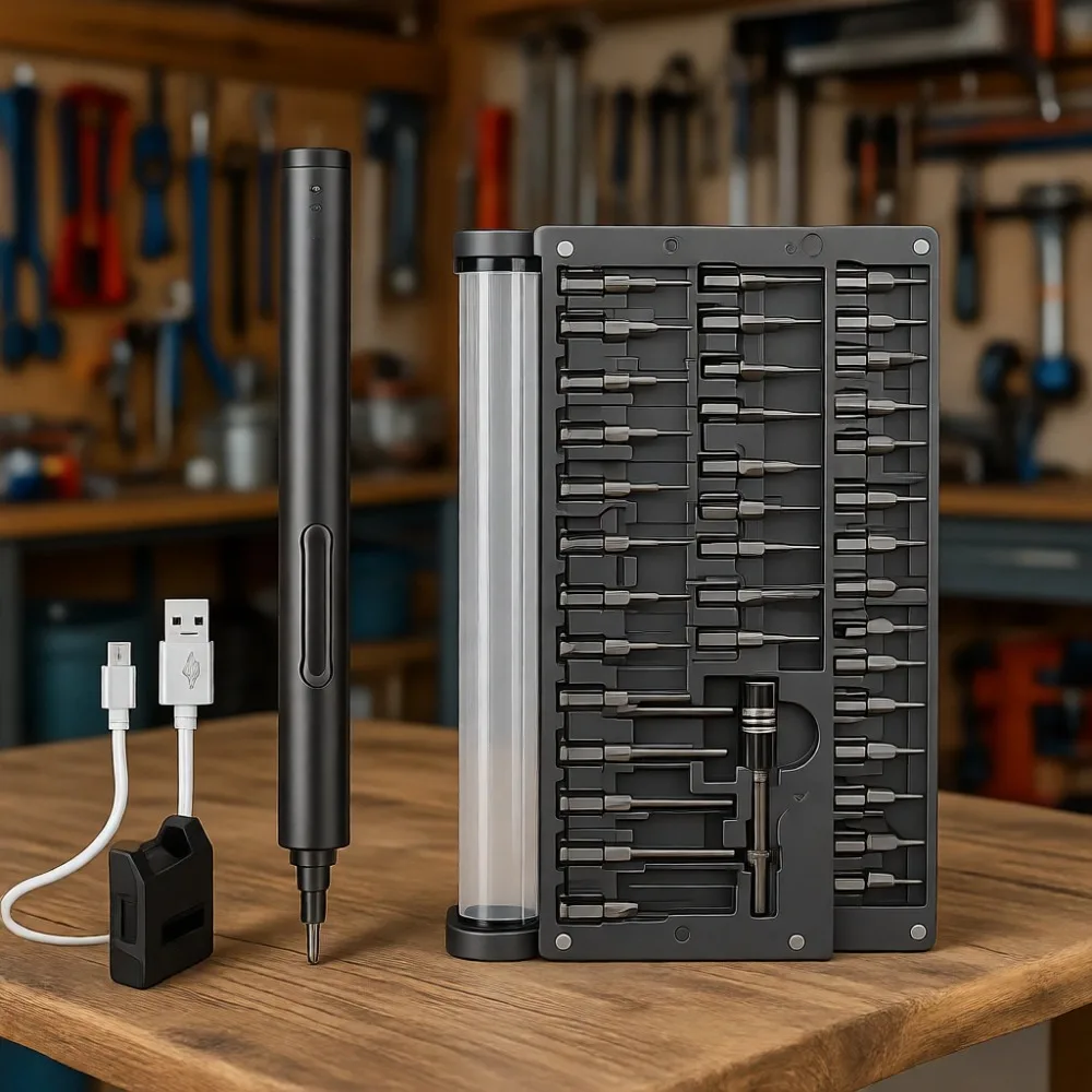 Compact 3.7V Cordless Precision Screwdriver Kit with 55 Bits LED Light Magnetic Mat for Electronics Repair
Compact 3.7V Cordless Precision Screwdriver Kit with 55 Bits LED Light Magnetic Mat for Electronics Repair