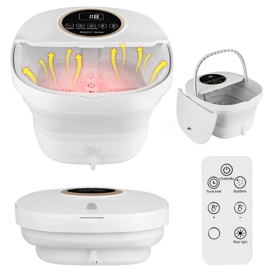 Collapsible Foot Spa Massager Electric Foldable Foot Soaker Tub with Remote Control Handle Surfing Bubbles 24 Heating Levels 6
Collapsible Foot Spa Massager Electric Foldable Foot Soaker Tub with Remote Control Handle Surfing Bubbles 24 Heating Levels 6