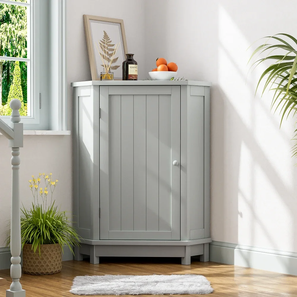 Grey Bathroom Cabinet Triangle Corner Storage Cabinet With Adjustable Shelf Modern Style MDF Board
Grey Bathroom Cabinet Triangle Corner Storage Cabinet With Adjustable Shelf Modern Style MDF Board