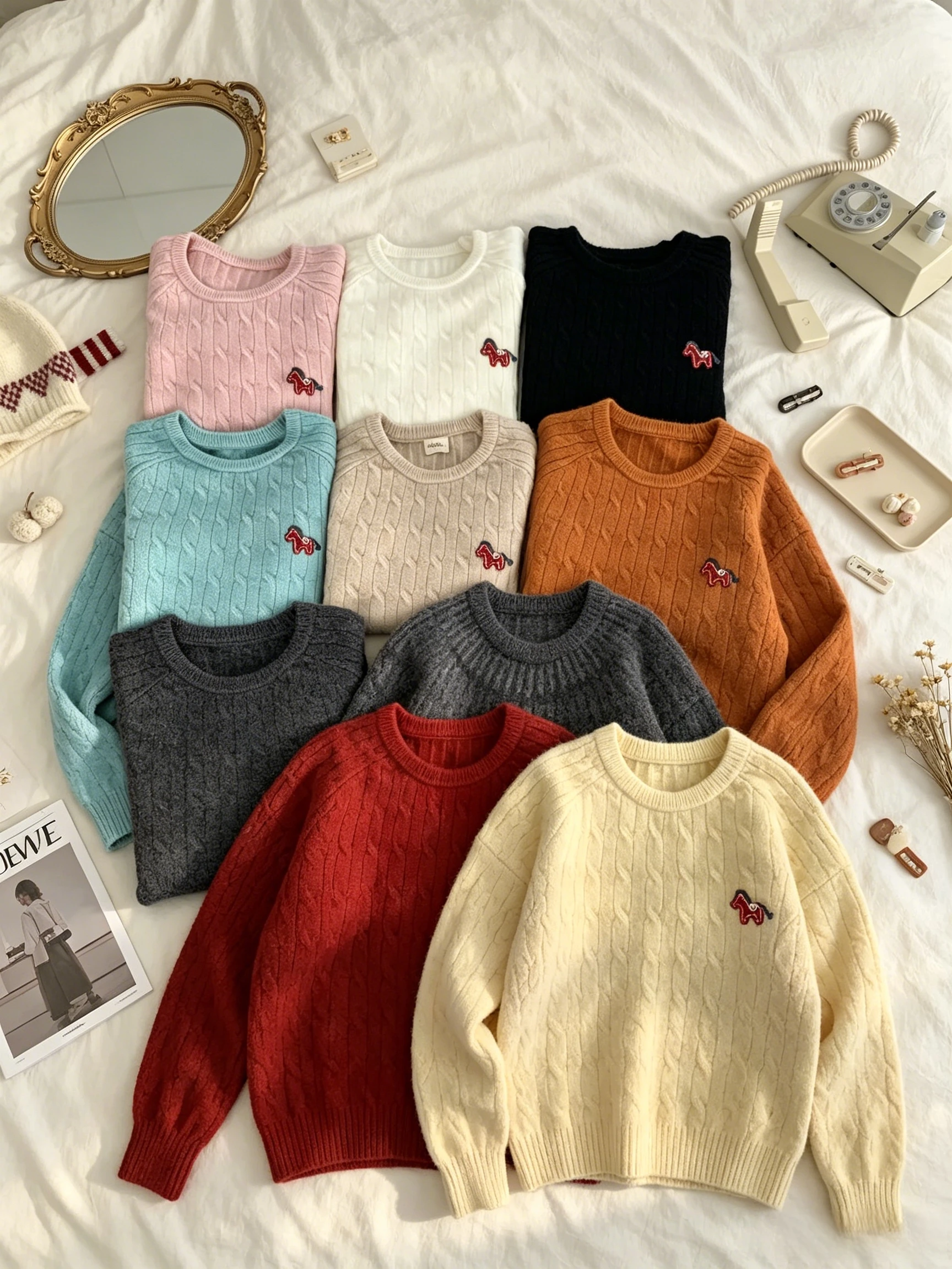 Korean Style round Neck Knitted Sweater Embroidered Pattern Outerwear Soft Casual Long Sleeve Women's Top
Korean Style round Neck Knitted Sweater Embroidered Pattern Outerwear Soft Casual Long Sleeve Women's Top