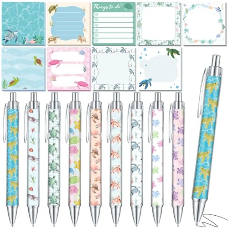 18 Pcs Turtle Desk Accessories, 9 Pads Cute Sticky Notes, 9 Kawaii Pens, 3 x 3 Inch Notepads Memo Pad for Office Supplies Meeti
18 Pcs Turtle Desk Accessories, 9 Pads Cute Sticky Notes, 9 Kawaii Pens, 3 x 3 Inch Notepads Memo Pad for Office Supplies Meeti