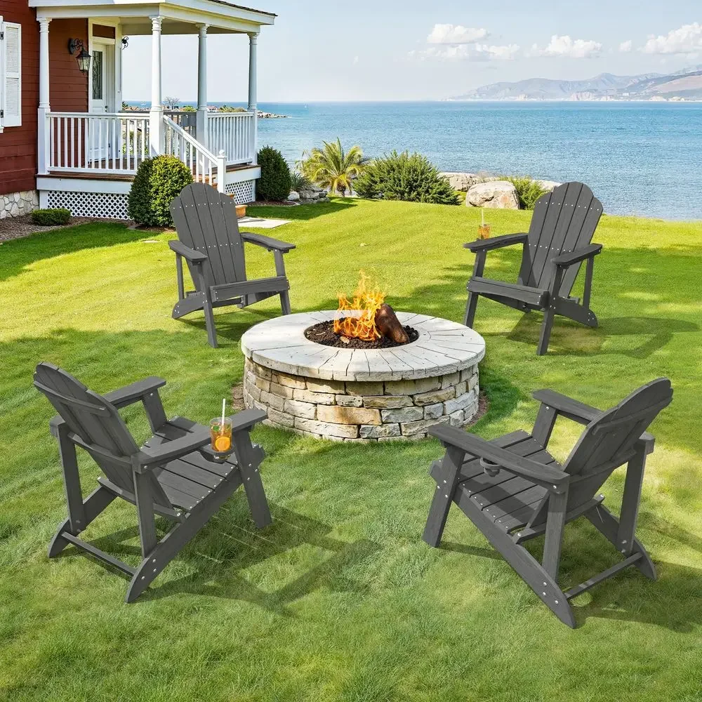 Matte HDPE Adirondack Chairs Set of 4 Weather Resistant Seating with Cup Holder for Patio, Fire Pit, Deck amp Cafe Patio, Dark
Matte HDPE Adirondack Chairs Set of 4 Weather Resistant Seating with Cup Holder for Patio, Fire Pit, Deck amp Cafe Patio, Dark