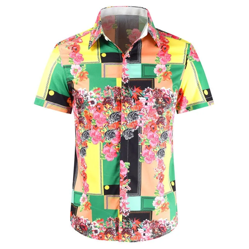 Contrast Color Flower Cuban Shirts Men Handsome Beach Blouse Short Sleeve Large Size Single Breasted Retro Boho Tops Beach Style
Contrast Color Flower Cuban Shirts Men Handsome Beach Blouse Short Sleeve Large Size Single Breasted Retro Boho Tops Beach Style