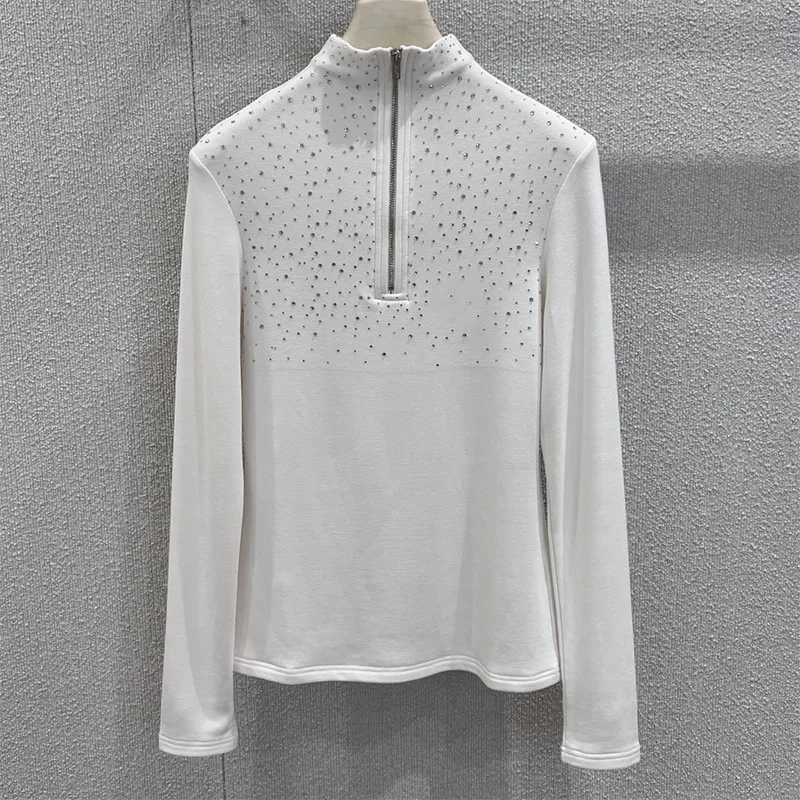 Высококачественный облегающий базовый топ для женщин, футболка с длинными рукавами с бриллиантами и женская одежда с половиной молнии 251223144
Высококачественный облегающий базовый топ для женщин, футболка с длинными рукавами с бриллиантами и женская одежда с половиной молнии 251223144