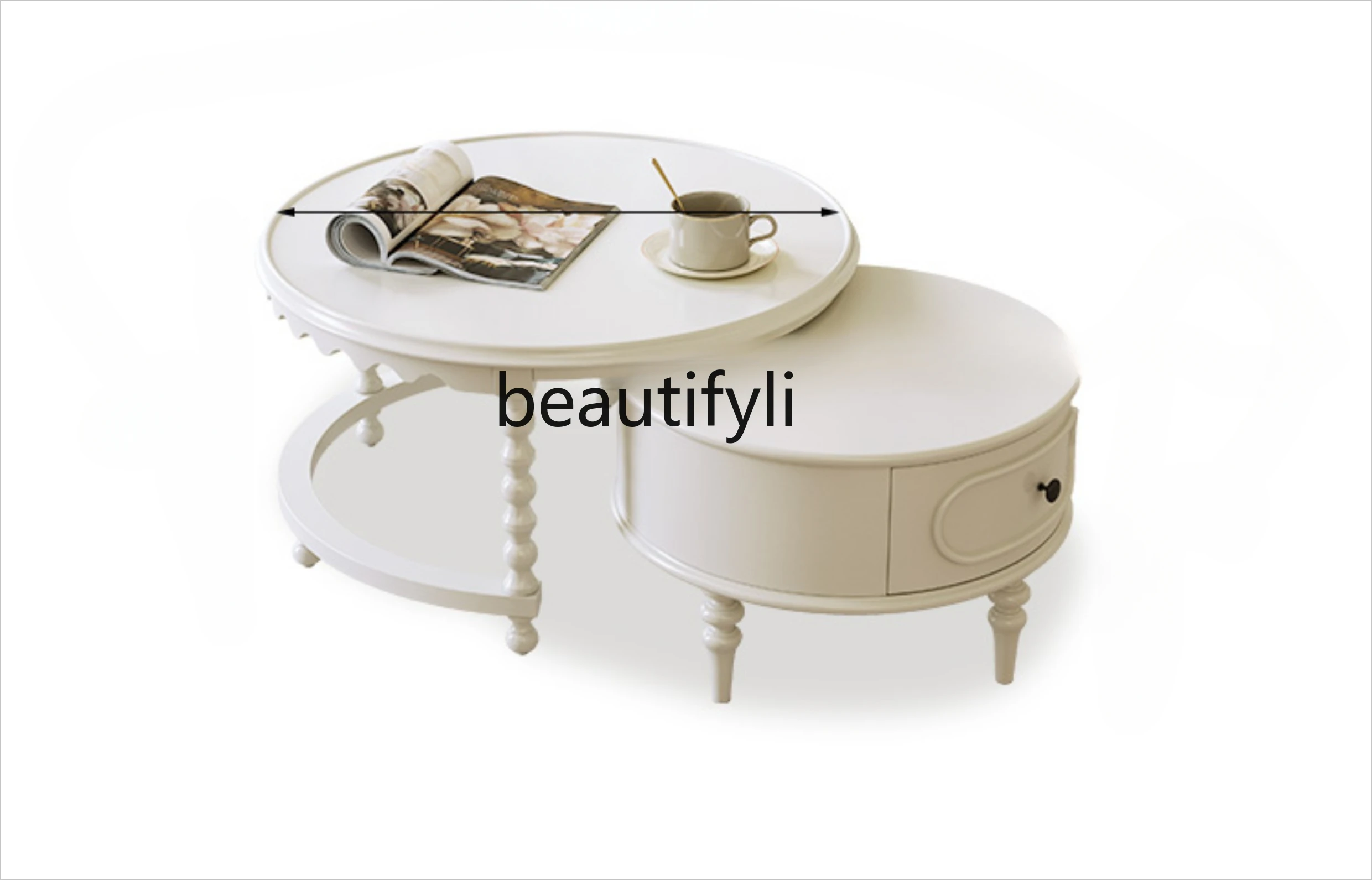 French solid wood coffee table round size combination living room household, white American coffee table small apartment
French solid wood coffee table round size combination living room household, white American coffee table small apartment