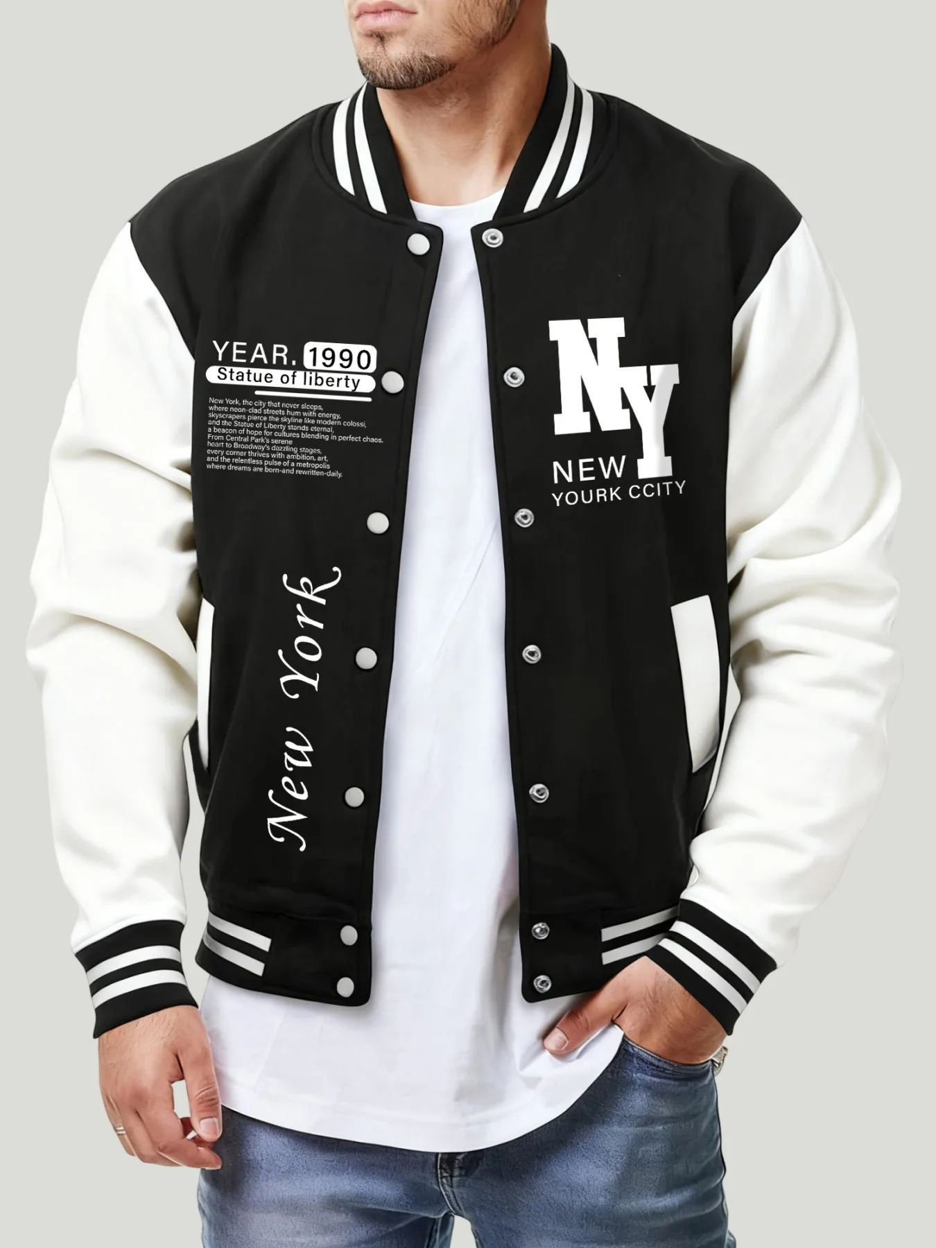 New York City 1990 Print Baseball Jacket Men Fashion Hip Hop Jersey Autumn Oversize Button Coat Casual Personality Streetwear
New York City 1990 Print Baseball Jacket Men Fashion Hip Hop Jersey Autumn Oversize Button Coat Casual Personality Streetwear