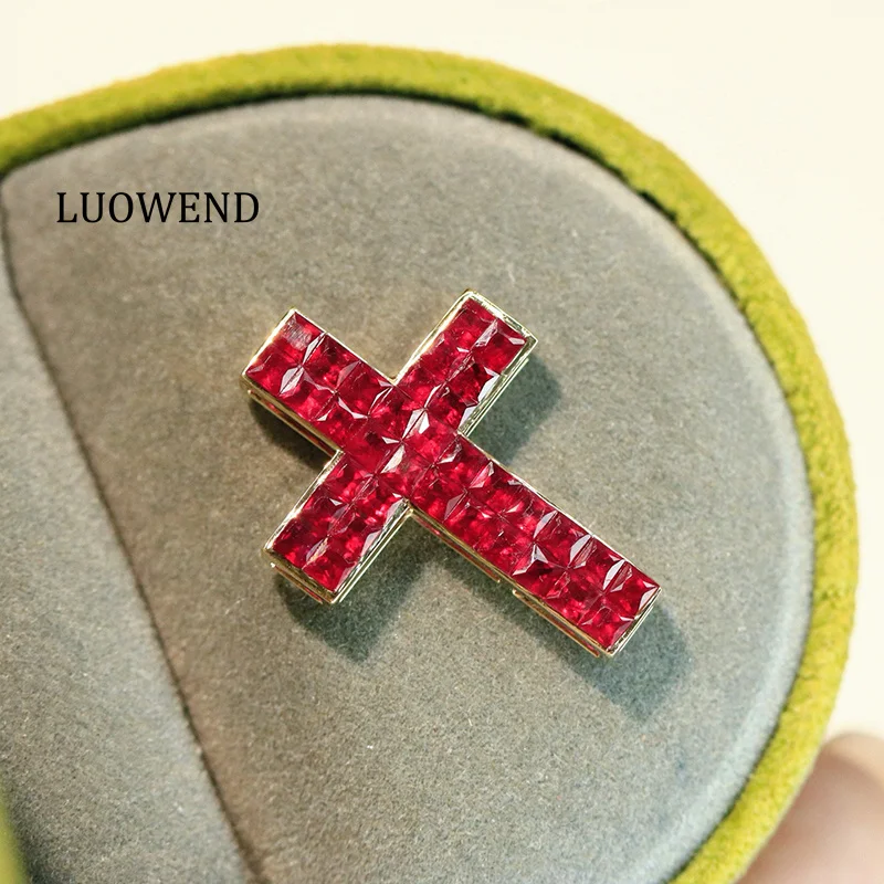 LUOWEND 100% 18K Yellow Gold Pendant Shiny Cross Pendant Natural Ruby Gemstone Necklace Pendant for Women High Party Jewelry
LUOWEND 100% 18K Yellow Gold Pendant Shiny Cross Pendant Natural Ruby Gemstone Necklace Pendant for Women High Party Jewelry