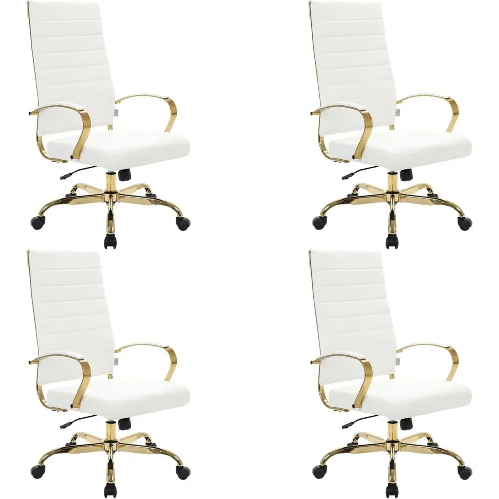 High-Back Swivel Leather Office Chair - Ergonomic Adjustable Desk Chair Set of 4, White
High-Back Swivel Leather Office Chair - Ergonomic Adjustable Desk Chair Set of 4, White