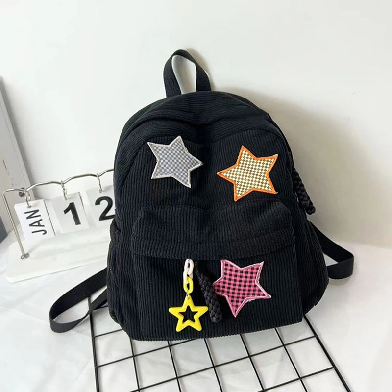 Women Corduroy Backpack Lightweight Cute Star Patch Travel Daypack Bookbag for School Travel Outdoor
Women Corduroy Backpack Lightweight Cute Star Patch Travel Daypack Bookbag for School Travel Outdoor