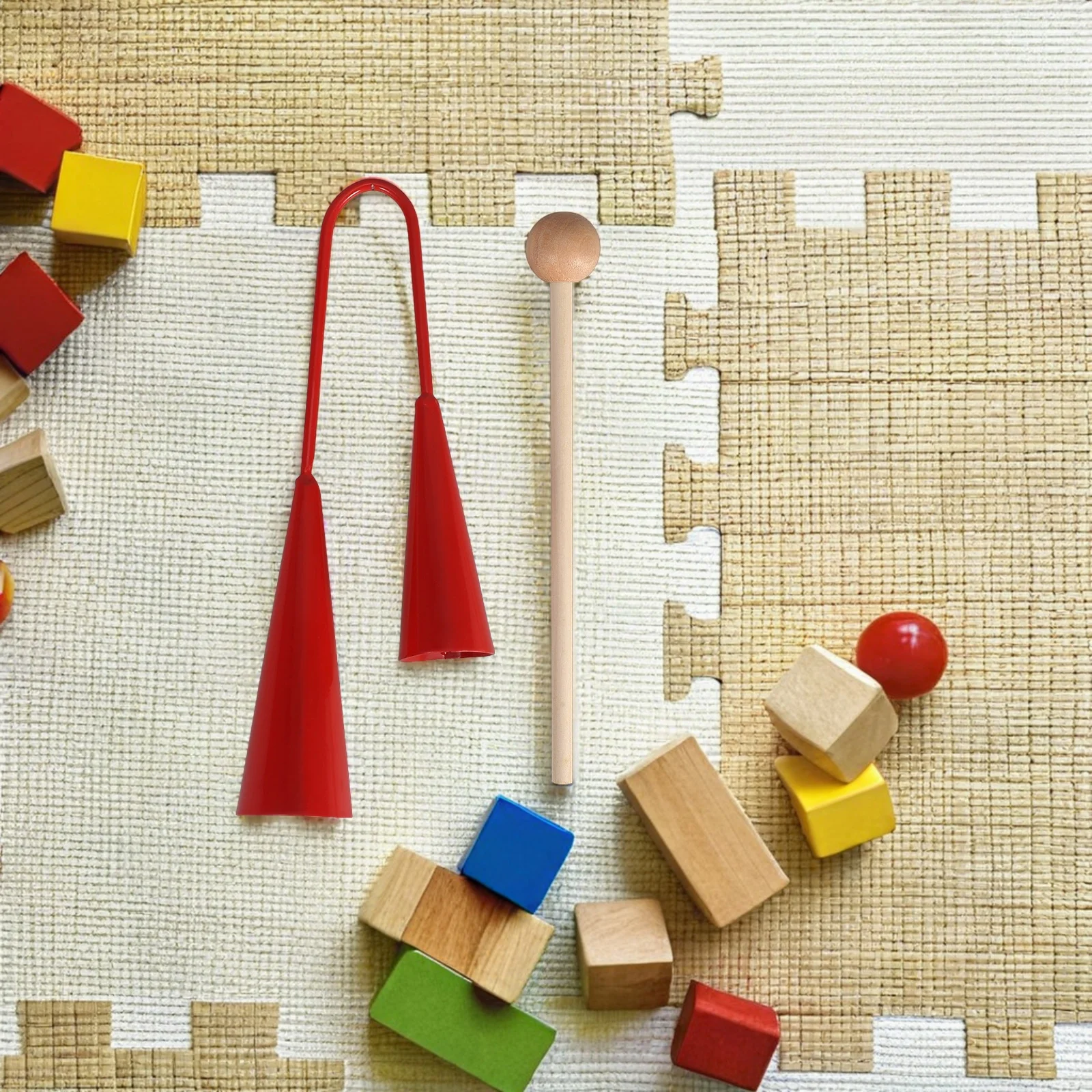 Childrens Musical Instrument Two Tone Agogo Bell Hand Percussion with Wood Stick for Preschool Music Education Learning Activity
Childrens Musical Instrument Two Tone Agogo Bell Hand Percussion with Wood Stick for Preschool Music Education Learning Activity