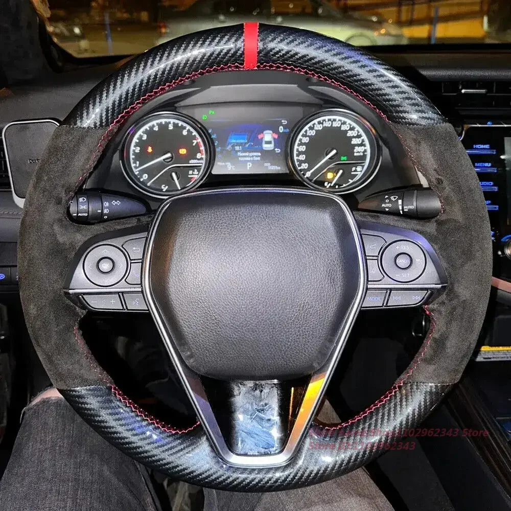 Hand Sewing Black Suede Carbon Fiber Leather Car Steering Wheel Cover Wrap for Toyota Avalon Camry RAV4 Accessories
Hand Sewing Black Suede Carbon Fiber Leather Car Steering Wheel Cover Wrap for Toyota Avalon Camry RAV4 Accessories