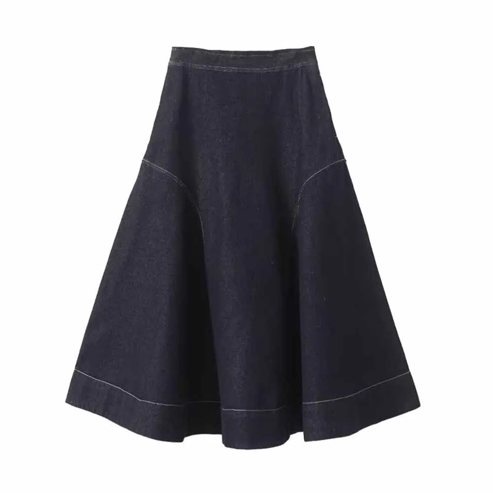 Women's new fashion side pocket casual versatile wide swing denim Midi skirt retro high waisted back zipper women's skirt Skazi
Women's new fashion side pocket casual versatile wide swing denim Midi skirt retro high waisted back zipper women's skirt Skazi