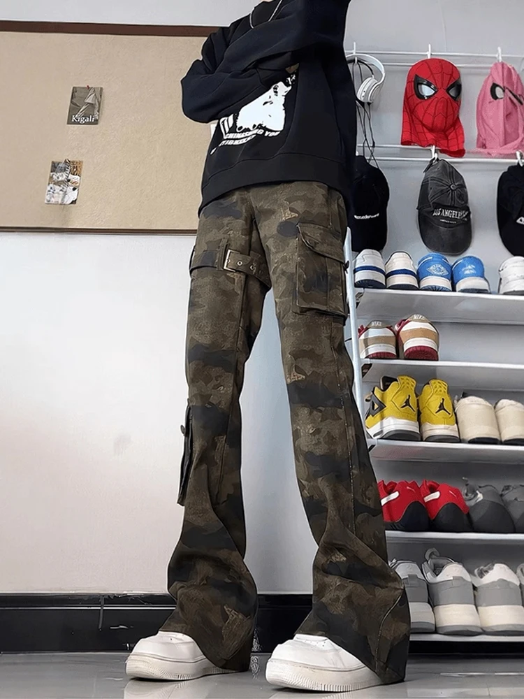 Американская рабочая одежда в стиле ретро, джинсы, мужские высокие камуфляжные прямые брюки, расклешенные длинные брюки, свободный крой, повседневные уличные брюки
Американская рабочая одежда в стиле ретро, джинсы, мужские высокие камуфляжные прямые брюки, расклешенные длинные брюки, свободный крой, повседневные уличные брюки