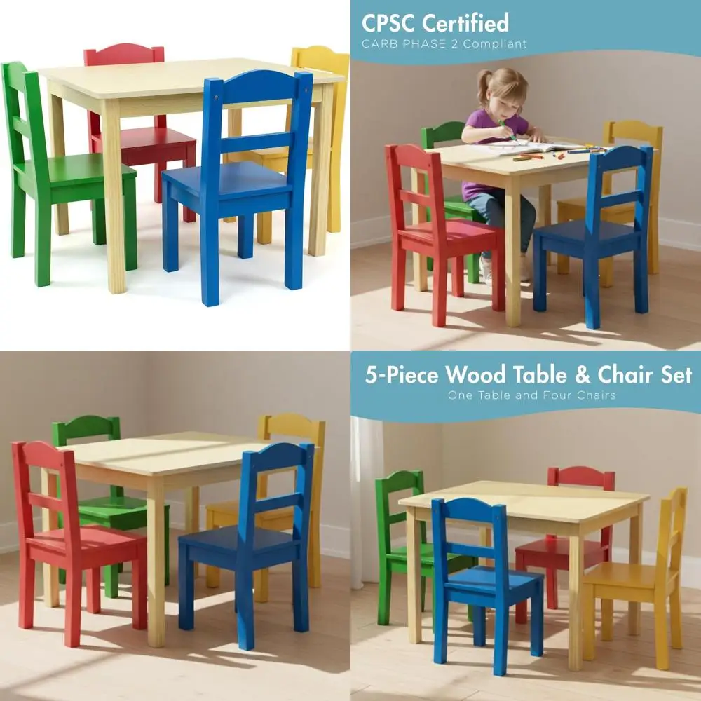 Natural & Primary Toddler Table and 4 Chairs Set - Durable Kids Furniture for Arts, Crafts, and Snacks
Natural & Primary Toddler Table and 4 Chairs Set - Durable Kids Furniture for Arts, Crafts, and Snacks