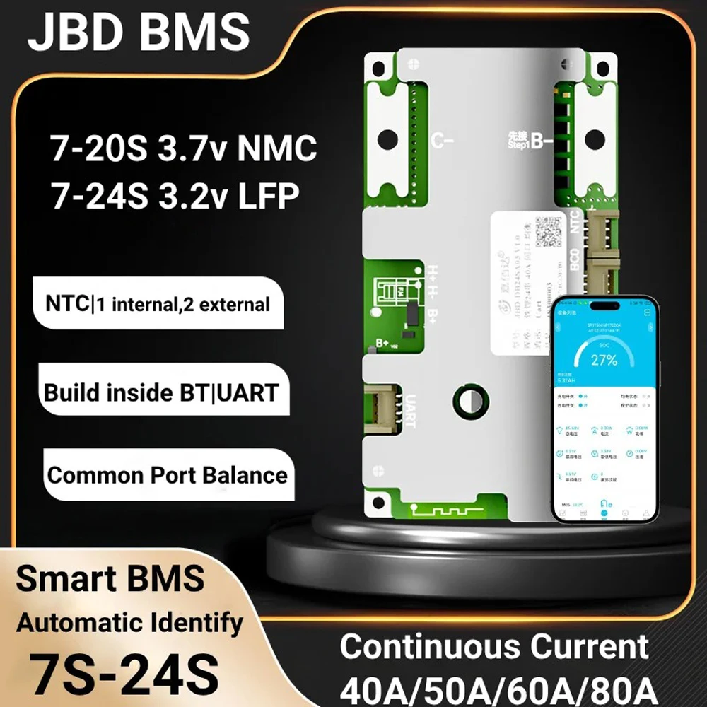 JBD BMS 7S-24S LiFePo4 Li-ion 8S 24V 16S 48V 10S 13S 14S 17S 20S 21S 50A 100A Непрерывный ток JIABAIDA Smart BMS Баланс BT
JBD BMS 7S-24S LiFePo4 Li-ion 8S 24V 16S 48V 10S 13S 14S 17S 20S 21S 50A 100A Непрерывный ток JIABAIDA Smart BMS Баланс BT