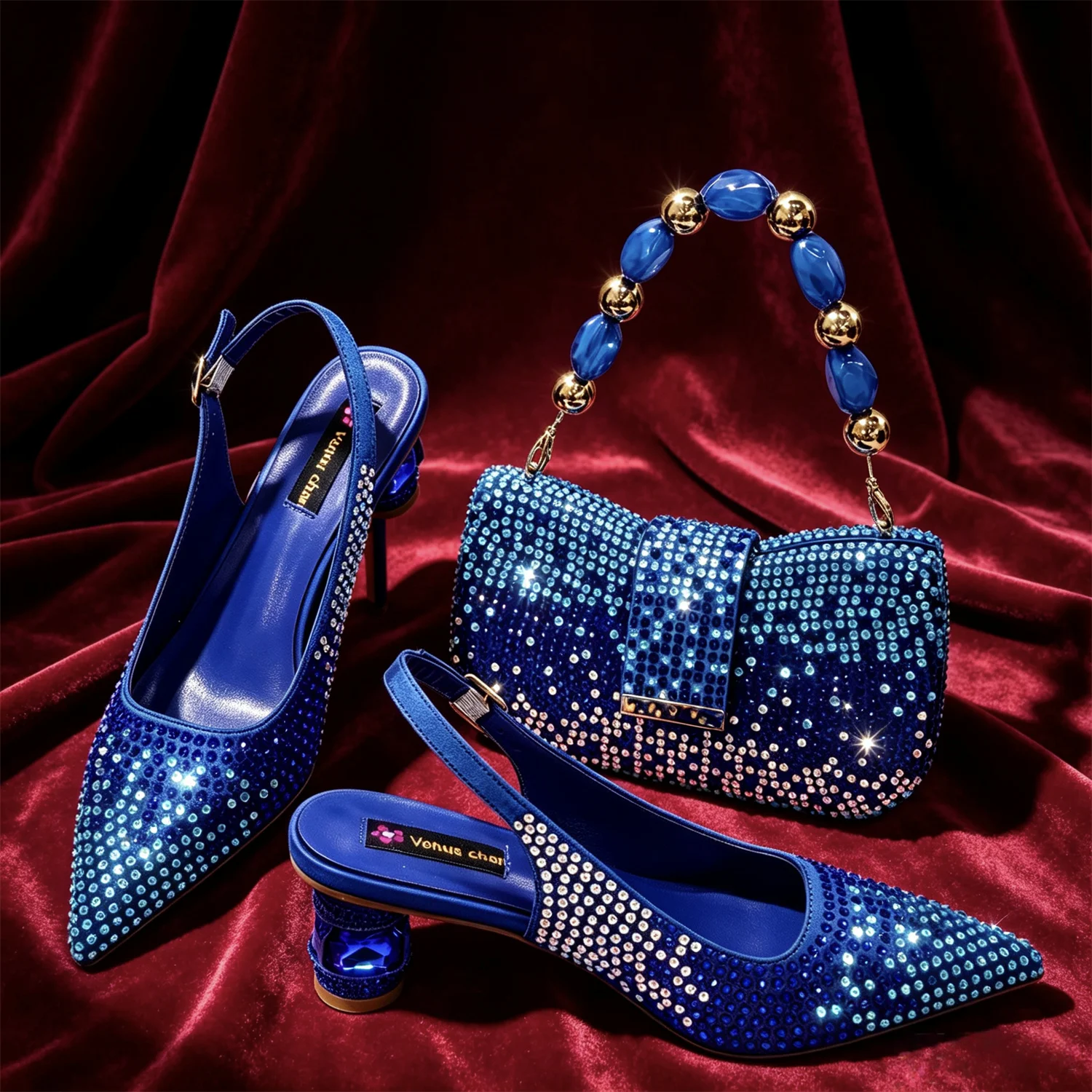 New Itlian Deisng Blue Color Rhinestone high heel shoe And Bag Fashion Style Pointed-Toe Shoes For COMFORT INCLUDED Women Shoes
New Itlian Deisng Blue Color Rhinestone high heel shoe And Bag Fashion Style Pointed-Toe Shoes For COMFORT INCLUDED Women Shoes