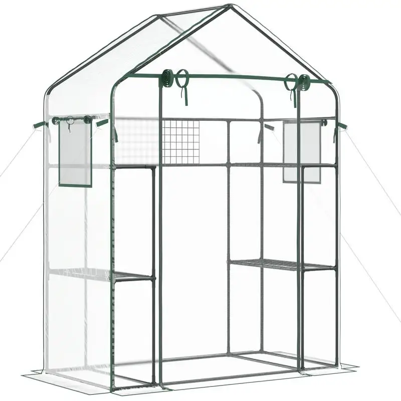 Outdoor Walk-in Mini Greenhouse with Mesh Door & Windows, Small Portable Garden Green House with 3 Tiers 6 Shelves, Trellis, & Plant Labels
Outdoor Walk-in Mini Greenhouse with Mesh Door & Windows, Small Portable Garden Green House with 3 Tiers 6 Shelves, Trellis, & Plant Labels