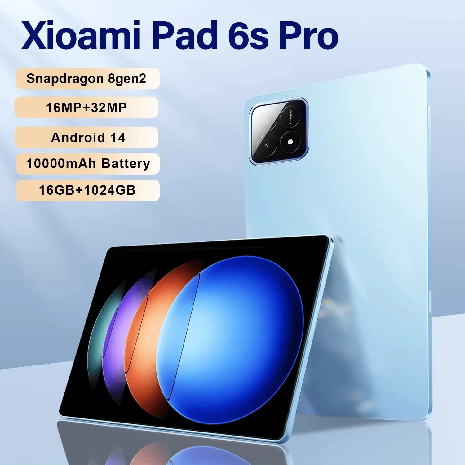 Планшет на Android 14, 16 ГБ + 1 ТБ, 2024 мАч, две SIM-карты, Bluetooth, Wi-Fi, GPS
Планшет на Android 14, 16 ГБ + 1 ТБ, 2024 мАч, две SIM-карты, Bluetooth, Wi-Fi, GPS