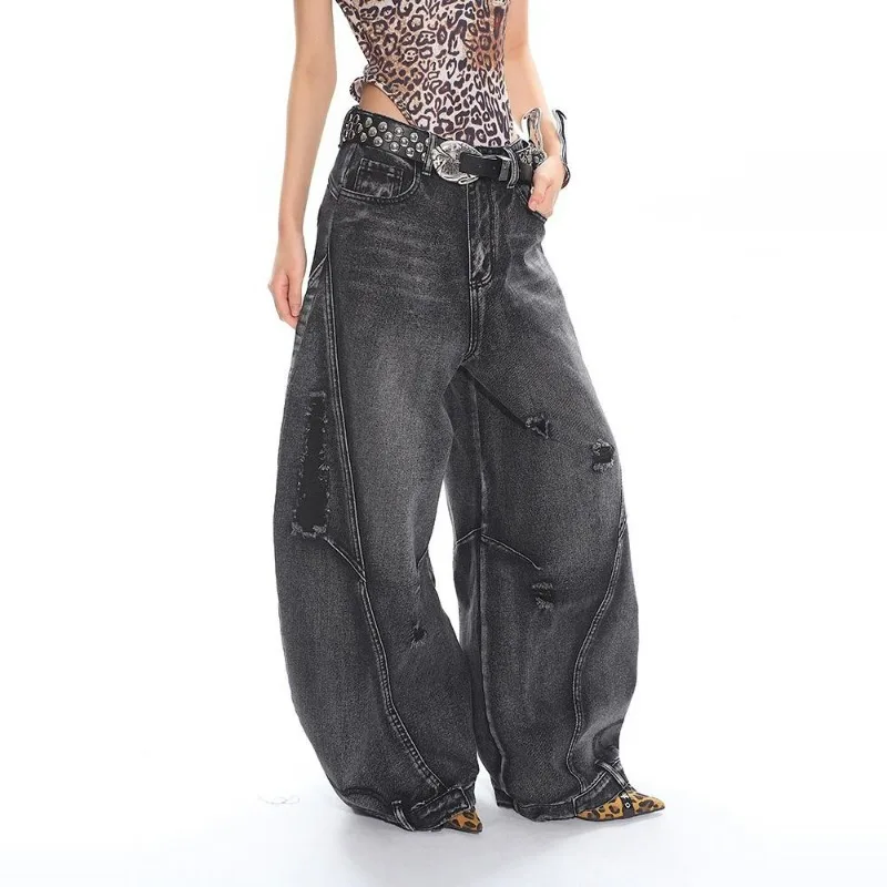 UNITIM Women Harem Pant Vintage Washed Hole Female Denim Pant Streetwear Loose High Waist Casual Full-length Pants for Lady
UNITIM Women Harem Pant Vintage Washed Hole Female Denim Pant Streetwear Loose High Waist Casual Full-length Pants for Lady