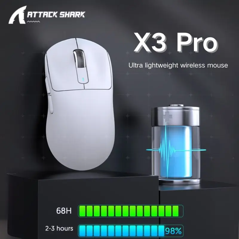 Attack Shark X3Pro 2,4G трехрежимная беспроводная игровая мышь 26 кВ точек на дюйм, шесть регулируемых передач, датчик PAW3395, приемник 8K, частота возврата 8 кГц
Attack Shark X3Pro 2,4G трехрежимная беспроводная игровая мышь 26 кВ точек на дюйм, шесть регулируемых передач, датчик PAW3395, приемник 8K, частота возврата 8 кГц